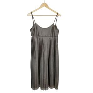 ISDA & CO Women's Gray Pleated Empire Waist Spaghetti Strap Midi Dress Size 2 XS